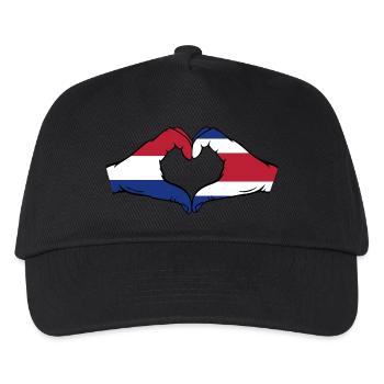 Holland Costa Rica Flagge Hände Herzform - Kinder Basecap - Schwarz - Vorne