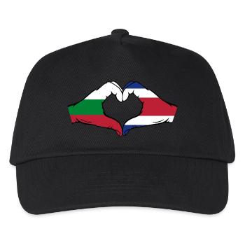 Bulgarien Costa Rica Flagge Hände Herzform - Kinder Basecap - Schwarz - Vorne