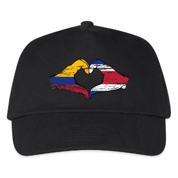 Kolumbien Costa Rica Flagge Hände Herzform used - Kinder Basecap - Schwarz - Vorne