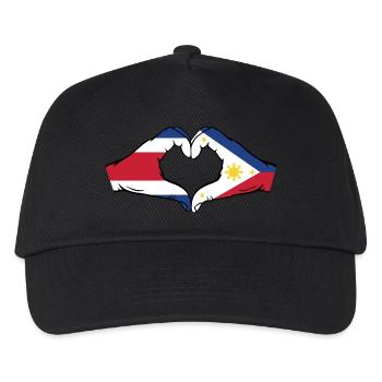 Costa Rica Philippinien Flagge Hände Herzform - Kinder Basecap - Schwarz - Vorne