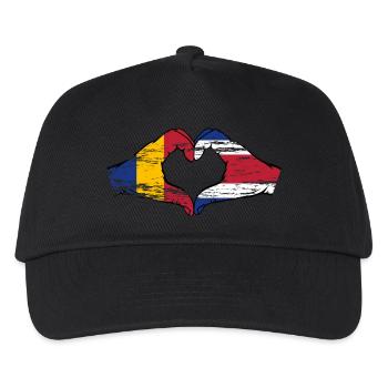 Rumänien Costa Rica Flagge Hände Herzform used - Kinder Basecap - Schwarz - Vorne