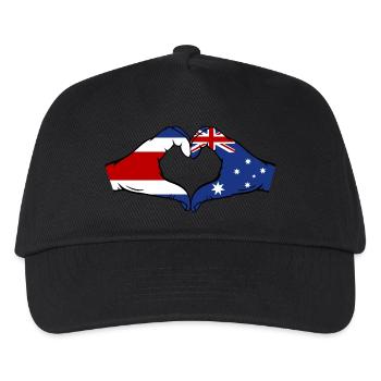 Costa Rica Australien Flagge Hände Herzform - Kinder Basecap - Schwarz - Vorne