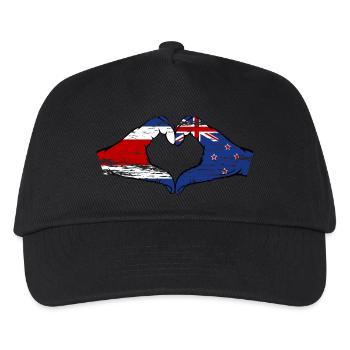 Costa Rica Neuseeland Flagge Hände Herzform used - Kinder Basecap - Schwarz - Vorne