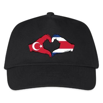 Türkei Costa Rica Flagge Hände Herzform - Kinder Basecap - Schwarz - Vorne