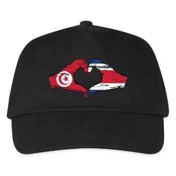 Tunesien Costa Rica Flagge Hände Herzform used - Kinder Basecap - Schwarz - Vorne