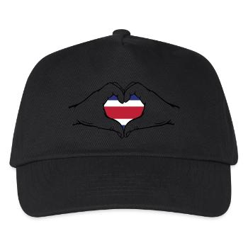 Costa Rica Flagge Hände Herzform - Kinder Basecap - Schwarz - Vorne