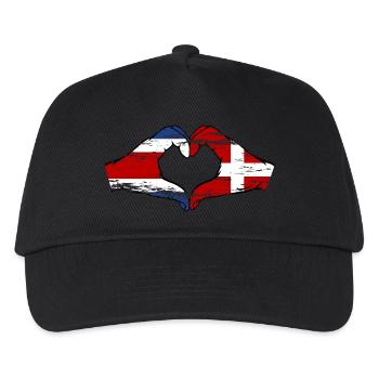 Costa Rica Dänemark Flagge Hände Herzform used - Kinder Basecap - Schwarz - Vorne