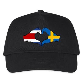 Costa Rica Schweden Flagge Hände Herzform - Kinder Basecap - Schwarz - Vorne