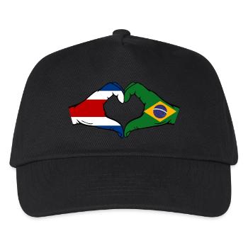 Costa Rica Brasilien Flagge Hände Herzform - Kinder Basecap - Schwarz - Vorne