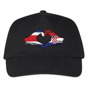 Costa Rica Kroatien Flagge Hände Herzform used - Kinder Basecap - Schwarz - Vorne
