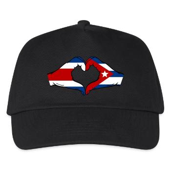 Costa Rica Kuba Flagge Hände Herzform - Kinder Basecap - Schwarz - Vorne