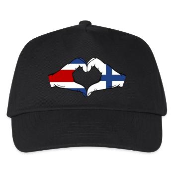 Costa Rica Finnland Flagge Hände Herzform - Kinder Basecap - Schwarz - Vorne