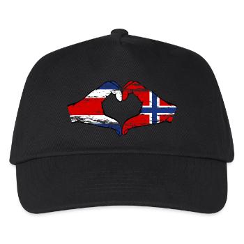 Costa Rica Norwegen Flagge Hände Herzform used - Kinder Basecap - Schwarz - Vorne