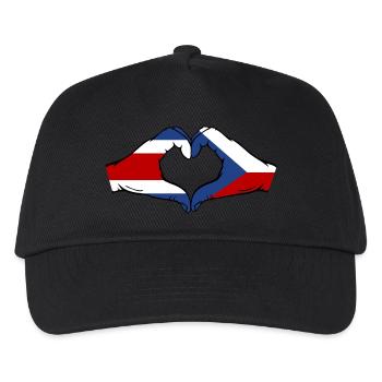Costa Rica Tschechien Flagge Hände Herzform - Kinder Basecap - Schwarz - Vorne
