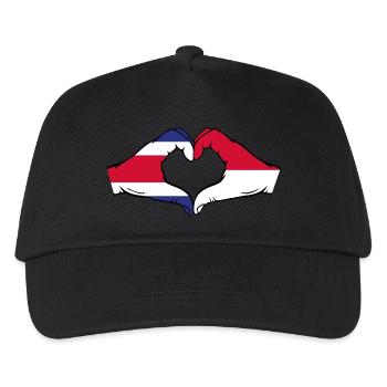 Costa Rica Indonesien Flagge Hände Herzform used - Kinder Basecap - Schwarz - Vorne