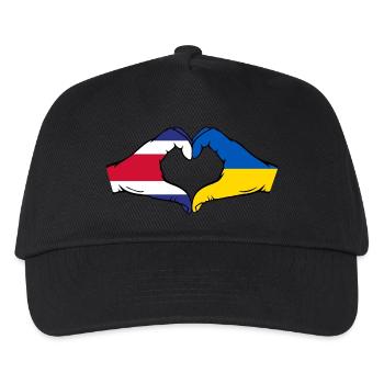 Costa Rica Ukraine Flagge Hände Herzform - Kinder Basecap - Schwarz - Vorne