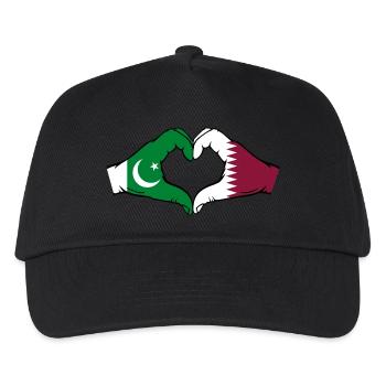 Pakistan Katar Flagge Hände Herzform - Kinder Basecap - Schwarz - Vorne