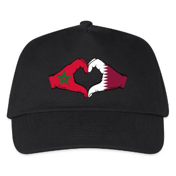 Marokko Katar Flagge Hände Herzform - Kinder Basecap - Schwarz - Vorne