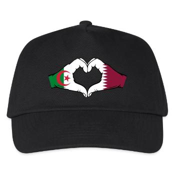 Algerien Katar Flagge Hände Herzform - Kinder Basecap - Schwarz - Vorne