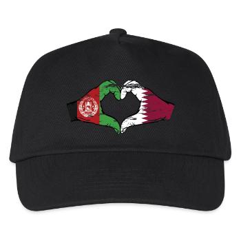 Afghanistan Qatar flag hands heart shape used - Kids’ Baseball Cap - black - Front