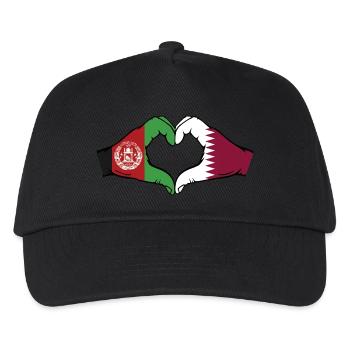 Afghanistan Katar Flagge Hände Herzform - Kinder Basecap - Schwarz - Vorne