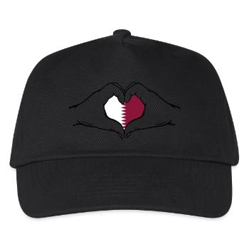 Katar Flagge Hände Herzform - Kinder Basecap - Schwarz - Vorne