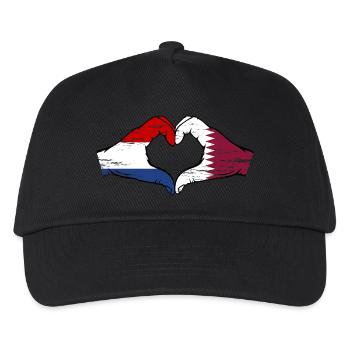 Holland Katar Flagge Hände Herzform used - Kinder Basecap - Schwarz - Vorne