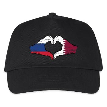 Drapeau de la Russie Qatar mains forme de coeur utilisé - Casquette de baseball Enfant - noir - Devant