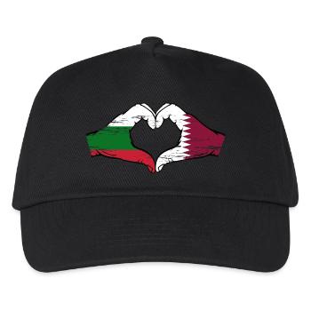 Bulgarien Katar Flagge Hände Herzform used - Kinder Basecap - Schwarz - Vorne