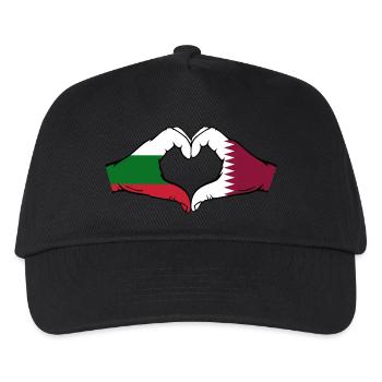 Bulgarien Katar Flagge Hände Herzform - Kinder Basecap - Schwarz - Vorne