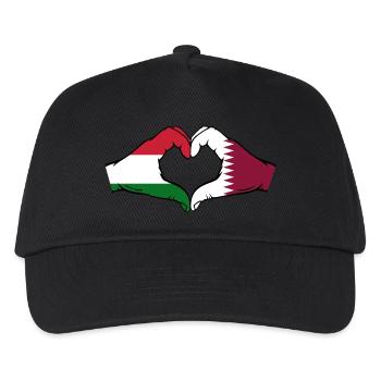 Ungarn Katar Flagge Hände Herzform - Kinder Basecap - Schwarz - Vorne