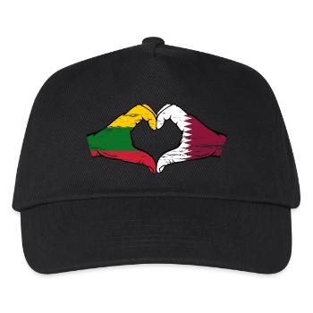 Litauen Katar Flagge Hände Herzform used - Kinder Basecap - Schwarz - Vorne