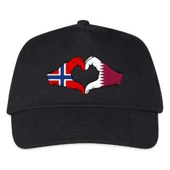 Norwegen Katar Flagge Hände Herzform - Kinder Basecap - Schwarz - Vorne