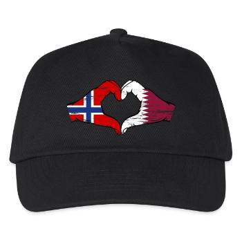 Norway Qatar flag hands heart shape used - Kids’ Baseball Cap - black - Front