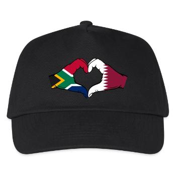 Südafrika Katar Flagge Hände Herzform - Kinder Basecap - Schwarz - Vorne