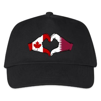 Kanada Katar Flagge Hände Herzform - Kinder Basecap - Schwarz - Vorne