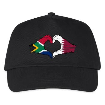 Südafrika Katar Flagge Hände Herzform used - Kinder Basecap - Schwarz - Vorne