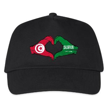Tunisia Saudi Arabia Flag Hands Heart Shape Used - Kids’ Baseball Cap - black - Front