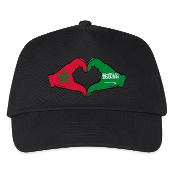 Morocco Saudi Arabia Flag Hands Heart Shape - Kids’ Baseball Cap - black - Front