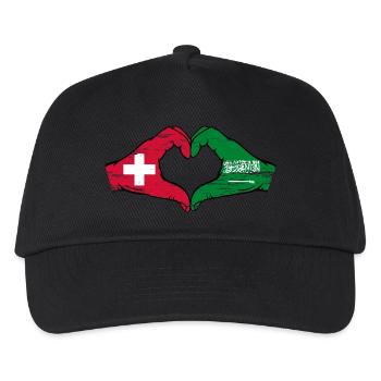 Switzerland Saudi Arabia Flag Hands Heart Shape Used - Kids’ Baseball Cap - black - Front