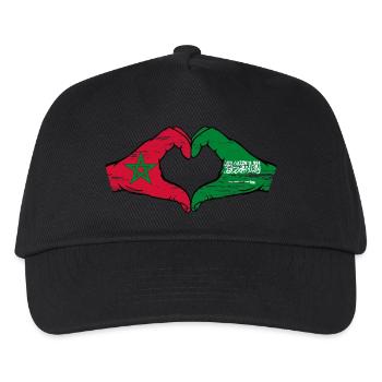 Morocco Saudi Arabia Flag Hands Heart Shape Used - Kids’ Baseball Cap - black - Front