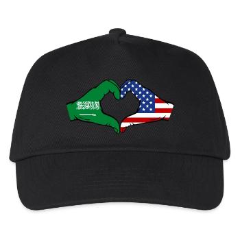 Saudi Arabia USA Flag Hands Heart Shape - Kids’ Baseball Cap - black - Front