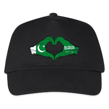 Pakistan Saudi Arabia Flag Hands Heart Shape Used - Kids’ Baseball Cap - black - Front