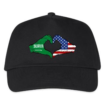 Saudi Arabia USA Flag Hands Heart Shape Used - Kids’ Baseball Cap - black - Front