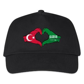 Turkey Saudi Arabia Flag Hands Heart Shape Used - Kids’ Baseball Cap - black - Front