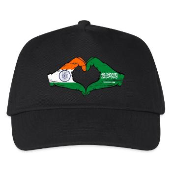 India Saudi Arabia Flag Hands Heart Shape Used - Kids’ Baseball Cap - black - Front