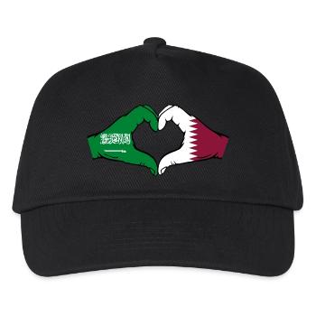 Saudi Arabien Katar Flagge Hände Herzform - Kinder Basecap - Schwarz - Vorne