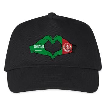 Saudi Arabia Afghanistan Flag Hands Heart Used - Kids’ Baseball Cap - black - Front