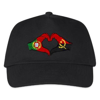 Portugal Angola Flagge Hände Herzform used - Kinder Basecap - Schwarz - Vorne