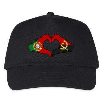 Portugal Angola Flagge Hände Herzform - Kinder Basecap - Schwarz - Vorne